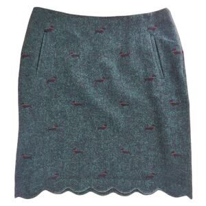 Talbots Women's Skirt Pencil Lined Wool Blend with Dogs Green Size 8